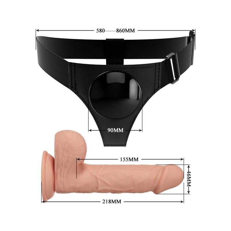 PRETTY LOVE - HARNESS BRIEFS UNIVERSAL HARNESS WITH DILDO JERRY 21.8 CM NATURAL