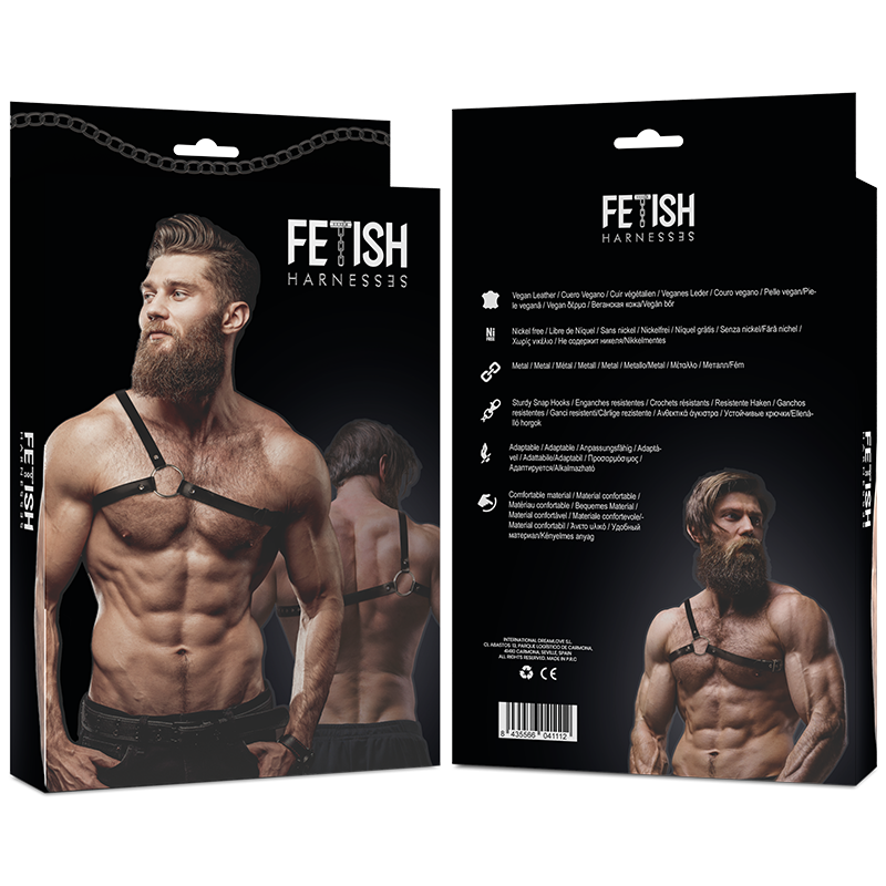 FETISH SUBMISSIVE - ATTITUDE MENS CROSSED SHOULDER ECO LEATHER HARNESS