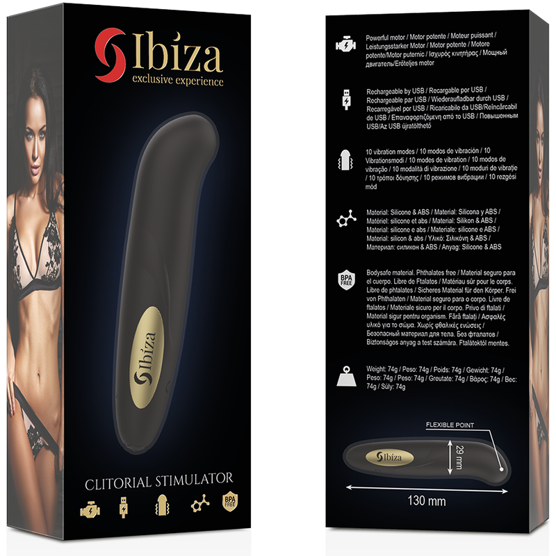 IBIZA - CLIT STIMULATOR USB CHARGER 10 VIBRATION MODES GOLDEN 13 X 2,9