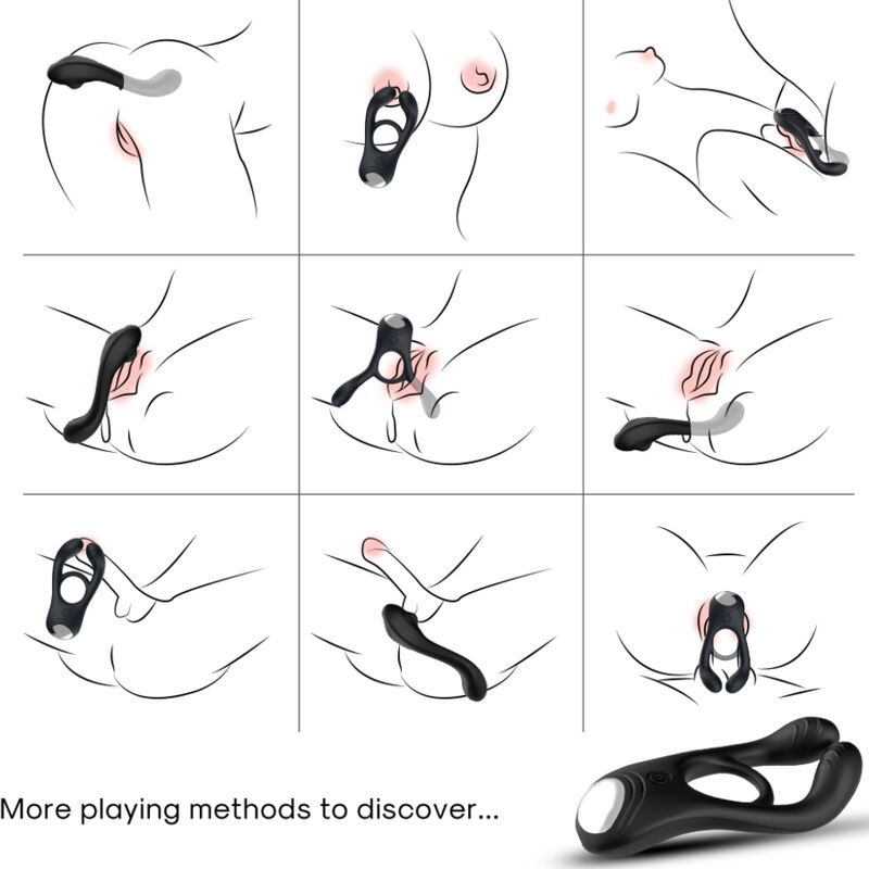 ARMONY - VEYRON DOUBLE VIBRATOR RING TOY FOR COUPLES BLACK