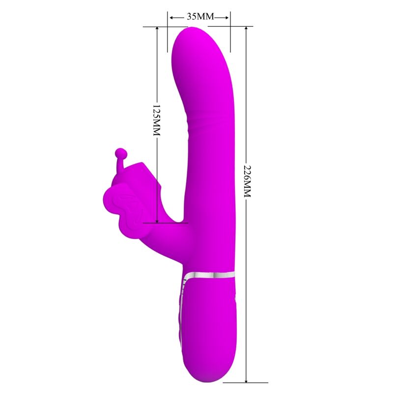 PRETTY LOVE - MULTIFUNCTION RABBIT VIBRATOR 4 IN 1 BUTTERFLY FUCHSIA