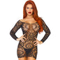 LEG AVENUE - LACE LONG SLEEVED MINI DRESS ONE SIZE