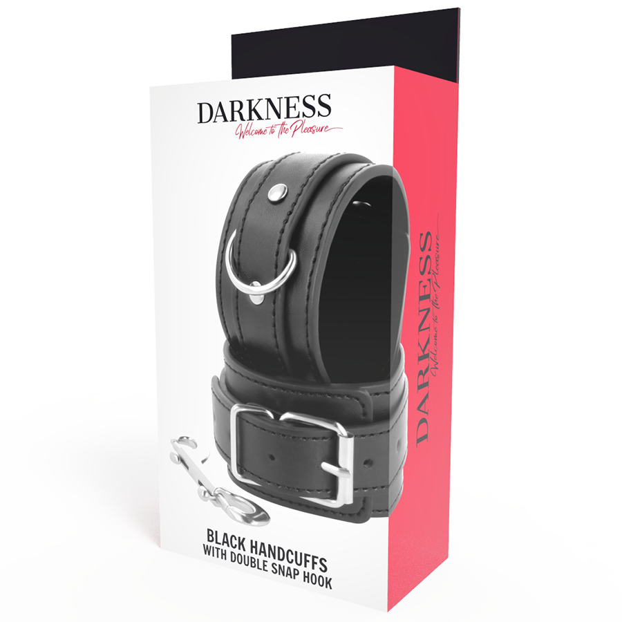 DARKNESS - BLACK ADJUSTABLE HANDCUFFS WITH DOUBLE REINFORCEMENT TAPE