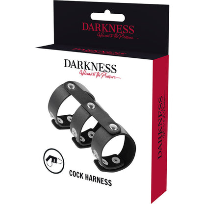 DARKNESS - ADJUSTABLE LEATHER DOUBLE PENIS AND TESTICLE RING