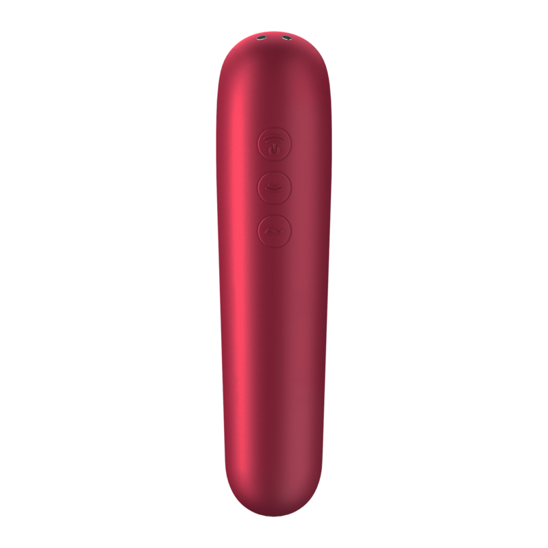 SATISFYER - DUAL LOVE VIBRATOR AND SUCTIONER WITH PULSED AIR RED